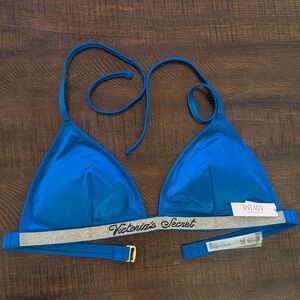 Victoria's Secret Shine Strap Swim Triangle Bikini Top. Blue Oar. Sz XL